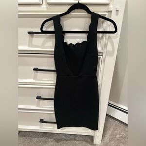 AQUA Scalloped top little black dress